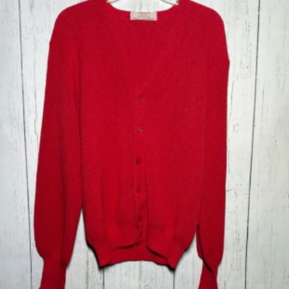 Lemmermayer Maus & Hofmann Red 100% Alpaca V Neck Button Cardigan Medium Large - Picture 1 of 5